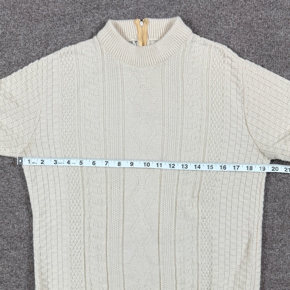 Vintage Mock Neck Preppy Cable-knit Diamond Fisherman Pullover Sweater Women’s S - Picture 5 of 10